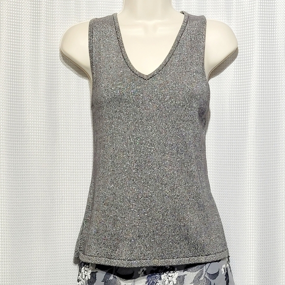 Vintage Finity Naturals Sparkly Silver Metallic Dressy Top - Picture 1 of 8